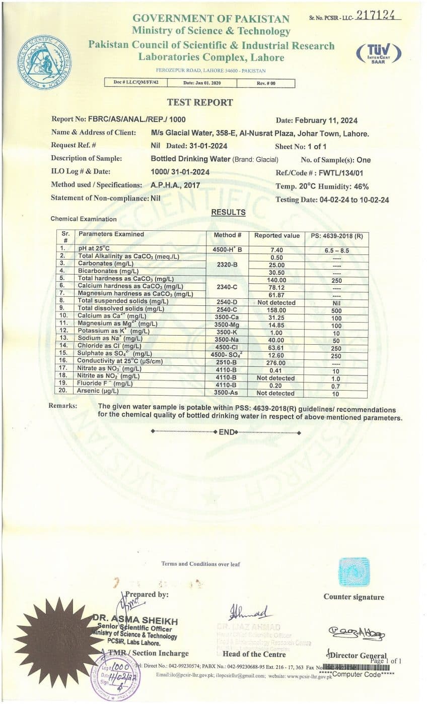 Glacial Monthly Quality Certification Report